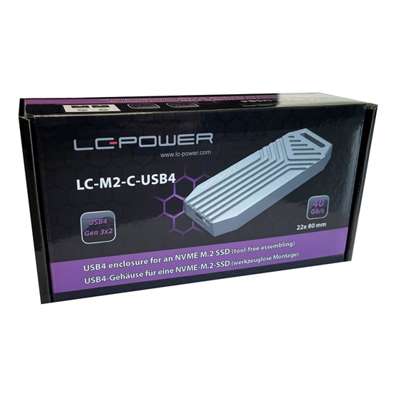  LC Power LC-M2-C-USB4 USB 4 3x2 Type C M.2 NVMe SSD Külső ház