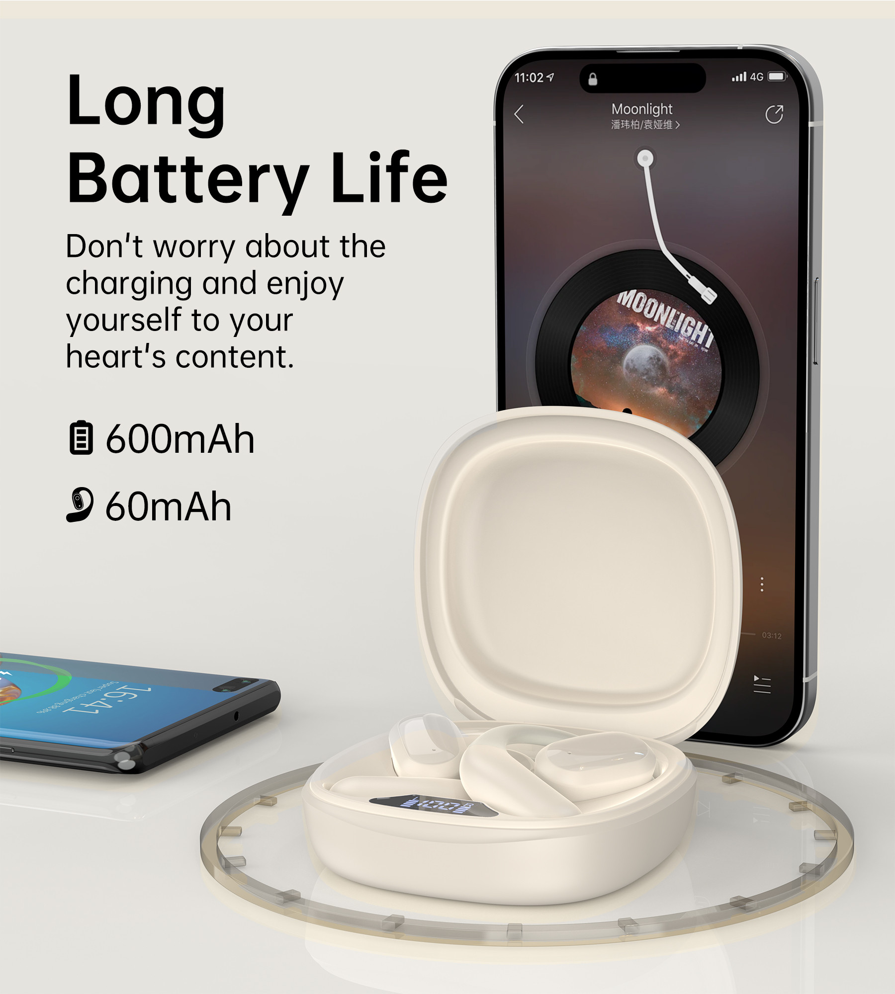 Choetech BH-T25 Wearable Stereo Open-Ear Wireless Bluetooth  Fülhallgató Elefántcsont  