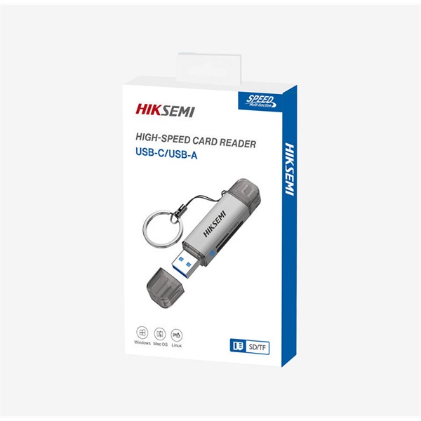 HIKVISION HIKSEMI USB 3.0/Type-C SD & TF kártya 5Gbps Kártyaolvasó Szürke 