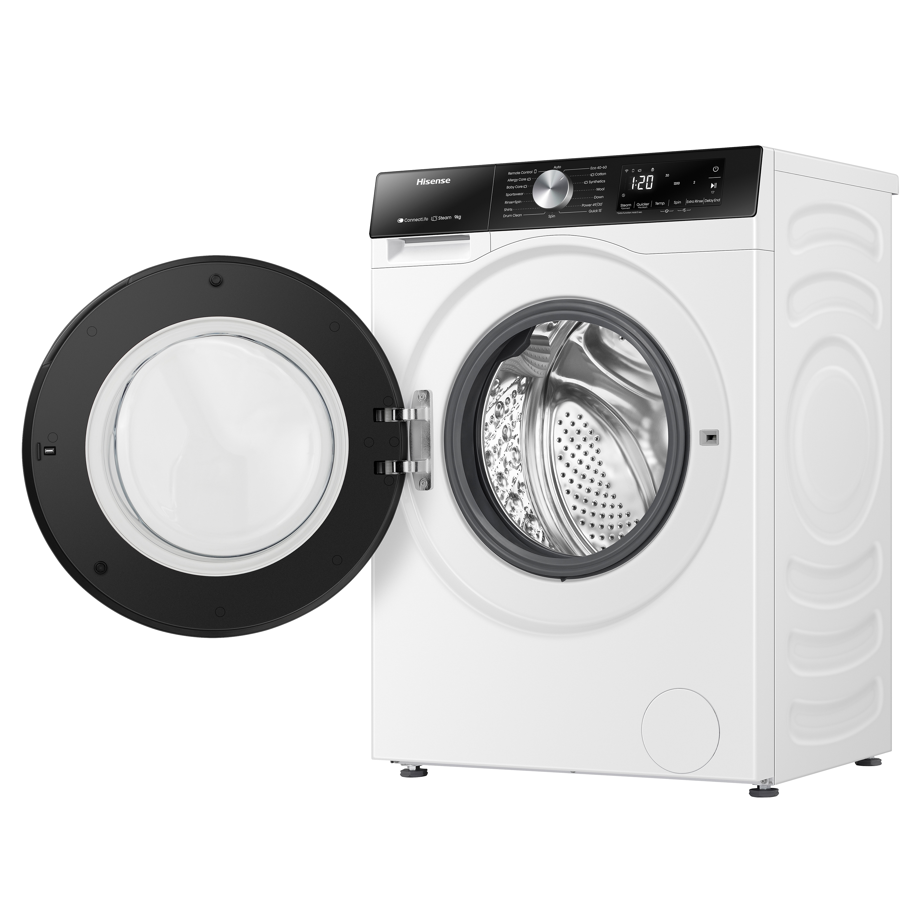 Hisense WF3S9043BW3 Elöltöltős mosógép - 9 Kg, 1400 Fordulat/perc, A Energiaosztály