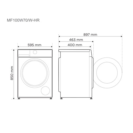 Midea MF100W70/W-HR Lunar elöltöltős mosógép fehér