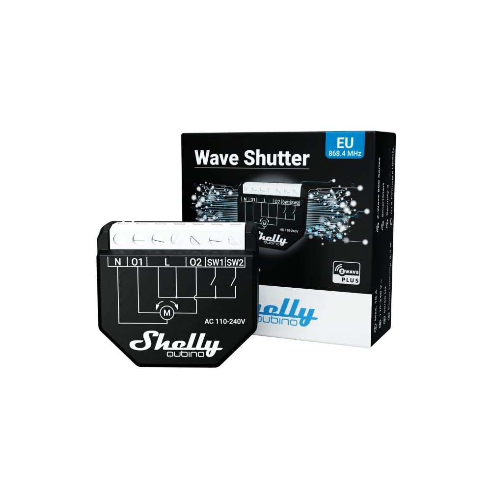 Shelly Qubino Wave Shutter, Z-Wave protokoll kompatibilis okosvezérlés motoros redőnyökhöz és árnyékolókhoz (ALL-REL-WAVE2RS)