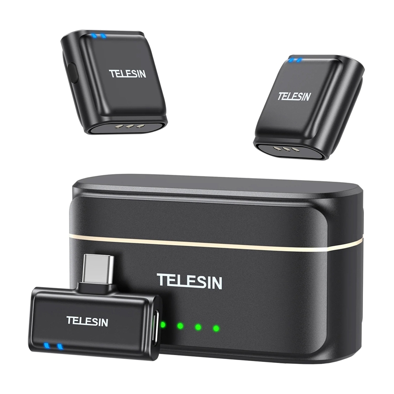TELESIN P5-MCP-01 USB-C vezeték nélküli nyakkendő mikrofon + powerbank telefonokhoz