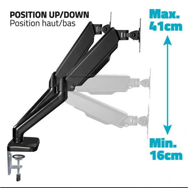 Advance Ergomount Dual 17-32" Max.: 2x9kg dönthető forgatható gázrugó Monitor Asztali konzol Fekete Advance Ergomount Dual 17-32" Max.: 2x9kg dönthető forgatható gázrugó Monitor Asztali konzol Fekete