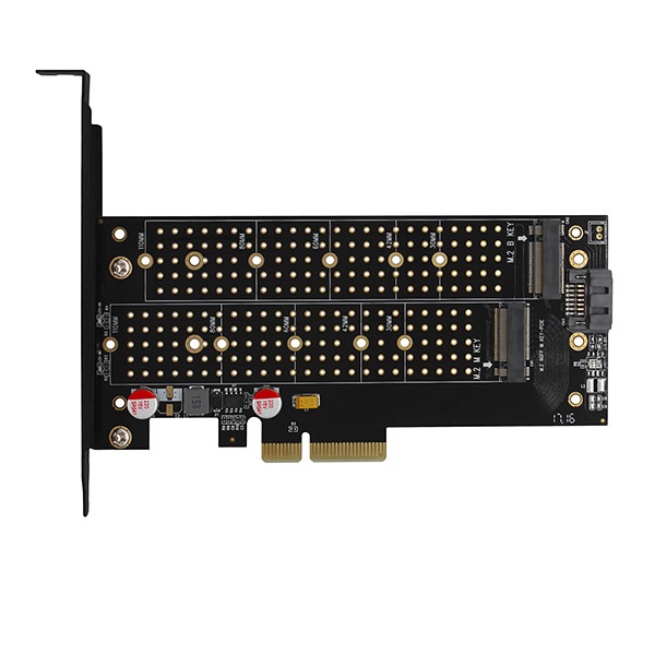 Axagon PCIE NVME+NGFF M.2 SSD adapter fekete (PCEM2-DC)