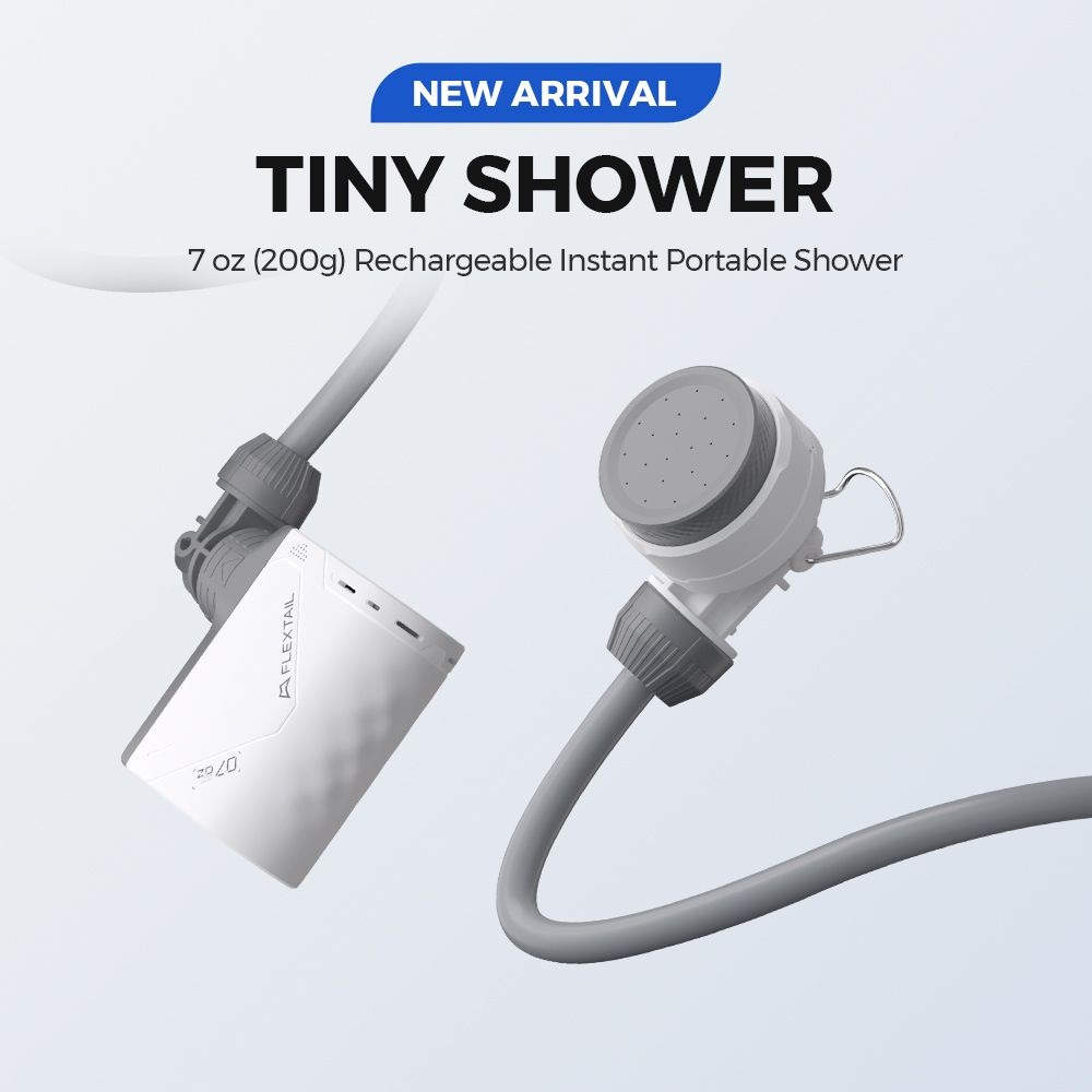 Flextail Tiny Shower – Ultrakönnyű hordozható zuhany 2,5L/perc vízáramlással (TS2500-WT-I)