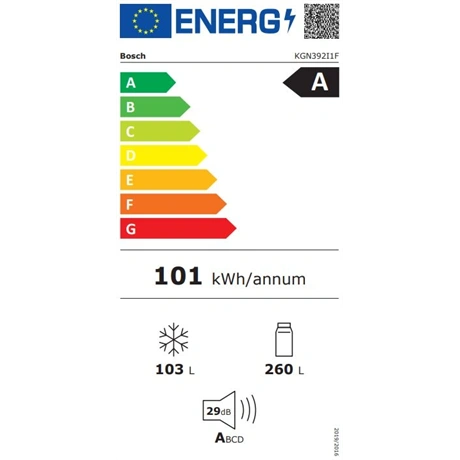 Bosch KGN392I1F Alulfagyasztós hűtőszekrény, A energiaosztály, Nemesacél