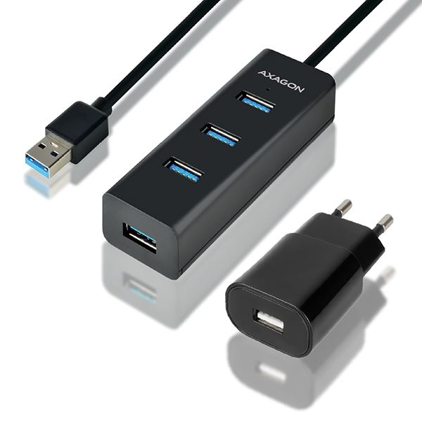 Axagon HUE-S2BP négyportos USB 3.0 HUB tápegységgel Axagon HUE-S2BP négyportos USB 3.0 HUB tápegységgel