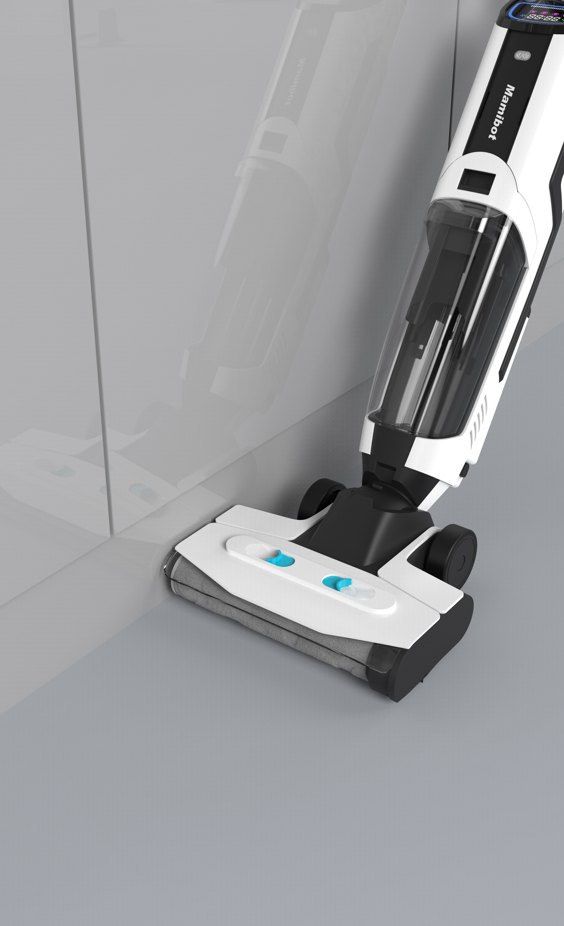 Mamibot vezeték nélküli álló porszívó, felmosóval, Wet Dry vacuum cleaner Flomo I plus, fekete-fehér