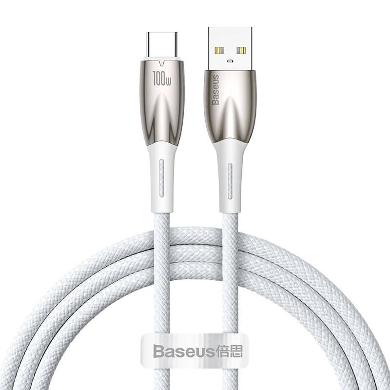 Baseus Glimmer Series USB USB-C kábel 100W 1m fehér (CADH000402)