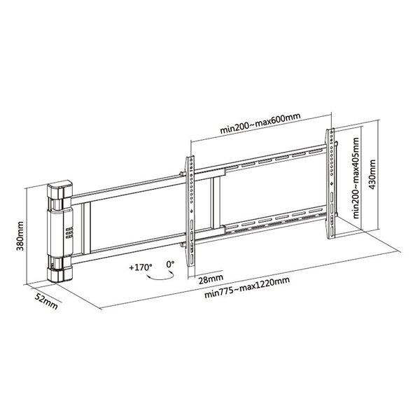 Equip  650336 32"-75" motoros TV Fali konzol Fekete