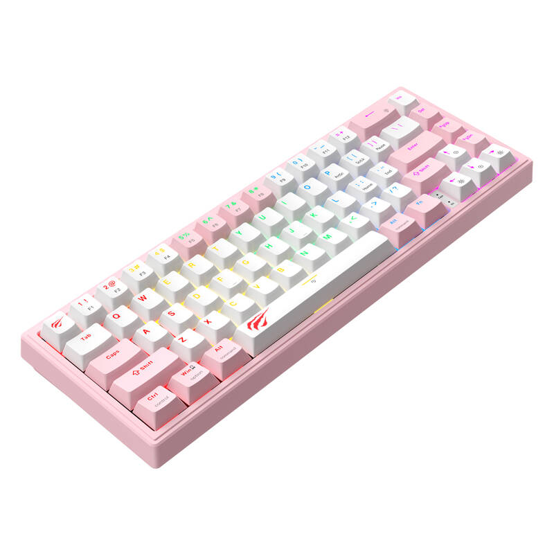 Havit KB874L RGB mechanikus játék billentyűzet (rózsaszín és fehér) Havit KB874L RGB mechanikus játék billentyűzet (rózsaszín és fehér)