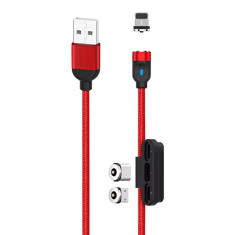 3in1 USB magnetic cable XO USB-C / Lightning / Micro 2.4A, 1m (red) 3in1 USB magnetic cable XO USB-C / Lightning / Micro 2.4A, 1m (red)