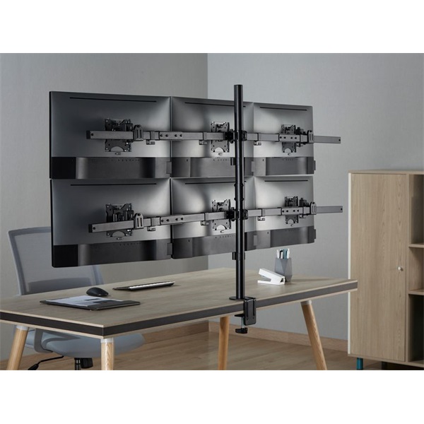 Equip  650160  13"-27"  6 monitor dönthető  forgatható állítható magasság Max.: 3x7kg Monitor Asztali konzol  fekete 