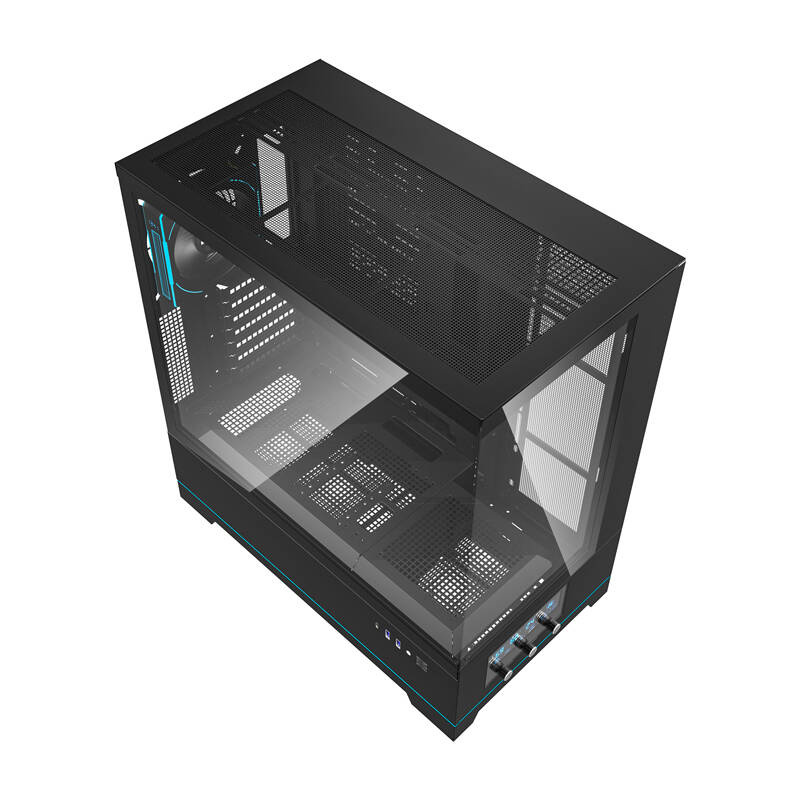 Darkflash DY451 PRO számítógépház + 1 ventilátor Fekete 
