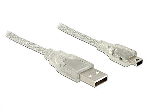 Delock 83909 USB 2.0 A > USB 2.0 Mini-B kábel, 5 m áttetsző Delock 83909 USB 2.0 A > USB 2.0 Mini-B kábel, 5 m áttetsző