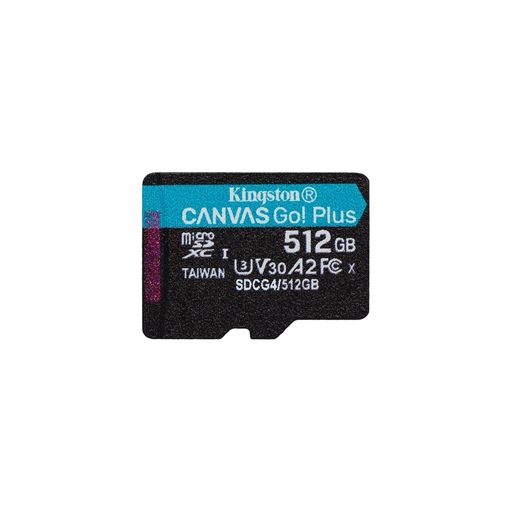 KINGSTON 512GB microSDXC Canvas Go Plus Gen4 200R A2 U3 Single Pack w/o ADP Memóriakártya