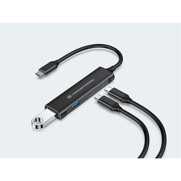 Conceptronic   HUBBIES12B 4 Port  USB-C to 2x USB-C+2x USB-A USB Hub Fekete 