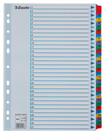 Esselte Regiszter, karton, A4, 1-31,  "Mylar" (E100164)
