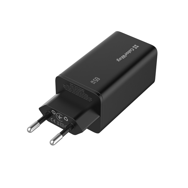 COLORWAY CW-CHS039PD-BK  USB töltő adapter GaN3 Pro Power Delivery (USB-A + 2 USB TYPE-C) (65W) Fekete  