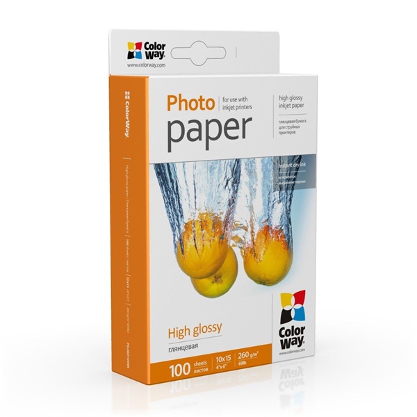 COLORWAY PG2601004R   magasfényű (high glossy)  260 g/m2 10x15  100 lap  Fotópapír