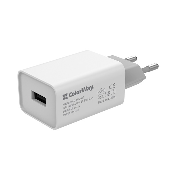 COLORWAY CW-CHS012-WT USB töltő adapter 1USB AUTO ID 2A (10W) Fehér COLORWAY CW-CHS012-WT USB töltő adapter 1USB AUTO ID 2A (10W) Fehér