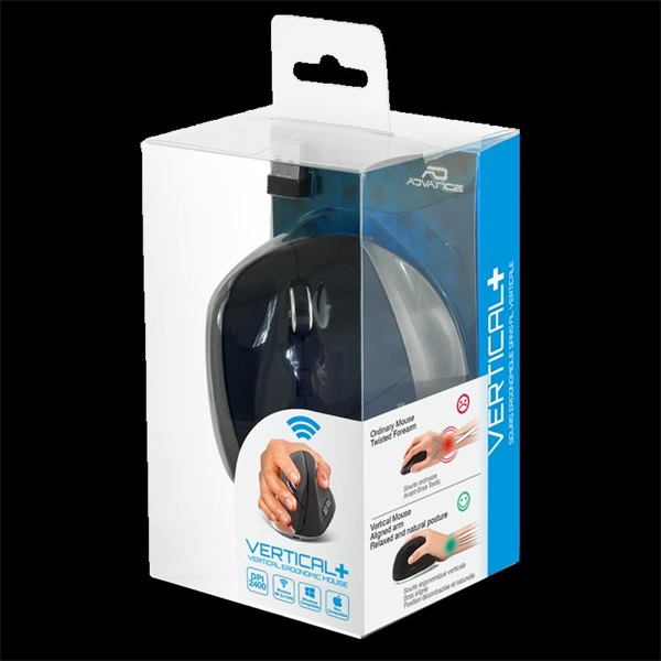 Advance  VERTICAL PLUS MOUSE 2400 DPI Egér vezeték nélküli  fekete 