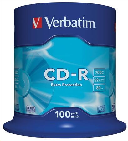 Verbatim 80'/700MB 52x CD lemez hengeres 100db/henger  (43411)