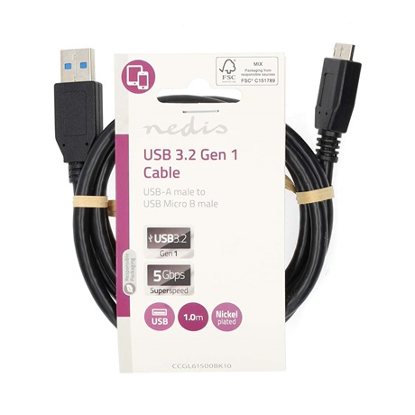 Nedis CCGL61500BK10 USB KÁBEL 1 M Nedis CCGL61500BK10 USB KÁBEL 1 M