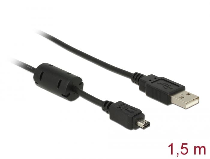 Delock USB-B mini 4 pin Hirose apa - USB-A apa kábel 1,5m (82208)