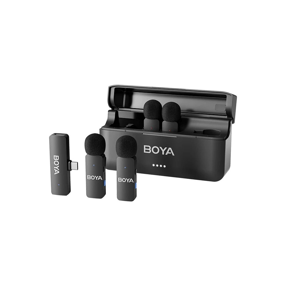 Boya BY-V4U - 2,4 GHz-es, négycsatornás vezeték nélküli mikrofon USB-C csatlakozóval