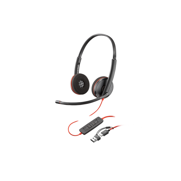 Poly Blackwire 3220 USB-C headset + USB-C/A adapter OEM (8X2J9A6)
