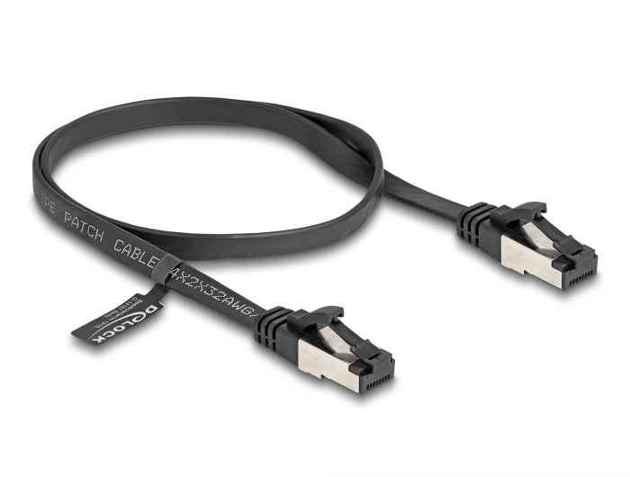 Delock RJ45 lapos patch kábel apa - apa Cat.8.1 flexibilis 0,5 m fekete (80178) Delock RJ45 lapos patch kábel apa - apa Cat.8.1 flexibilis 0,5 m fekete (80178)