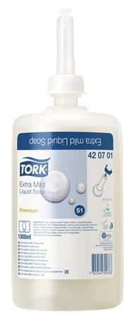 Tork Premium Soap Liquid Extra Mild folyékony szappan 1l, S1 rendszer illatmentes (420701)