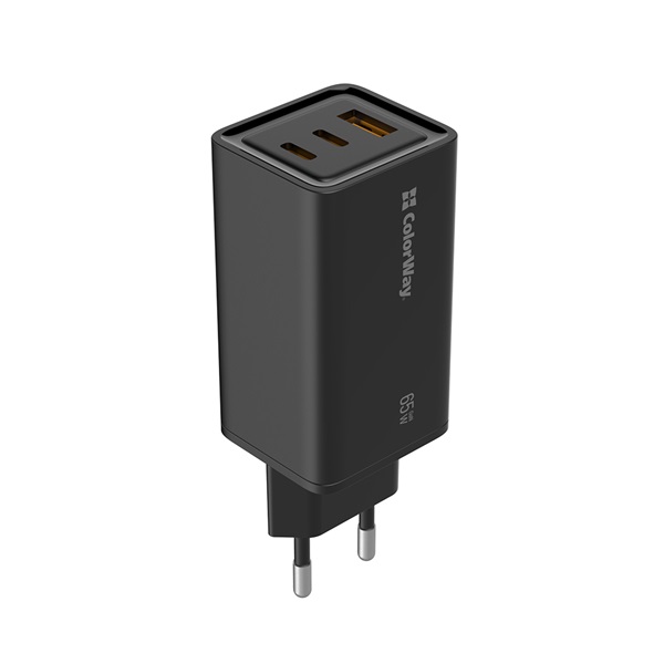 COLORWAY CW-CHS039PD-BK USB töltő adapter GaN3 Pro Power Delivery (USB-A + 2 USB TYPE-C) (65W) Fekete COLORWAY CW-CHS039PD-BK USB töltő adapter GaN3 Pro Power Delivery (USB-A + 2 USB TYPE-C) (65W) Fekete