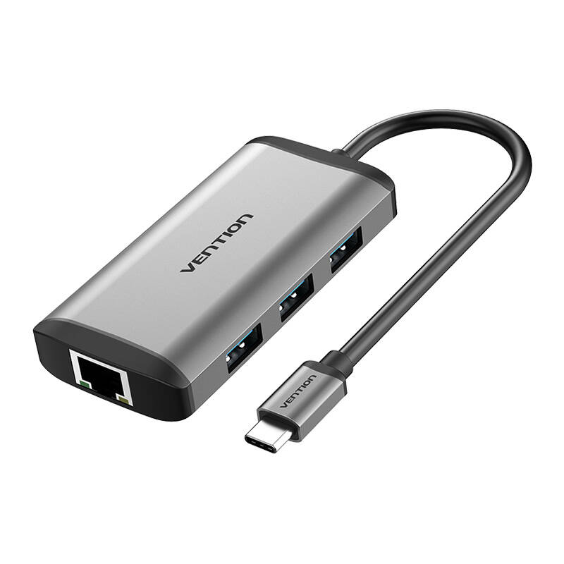 USB-C Docking Station to HDMI, 3x USB3.0, RJ45, PD 0.15m Vention CNCHB, gray