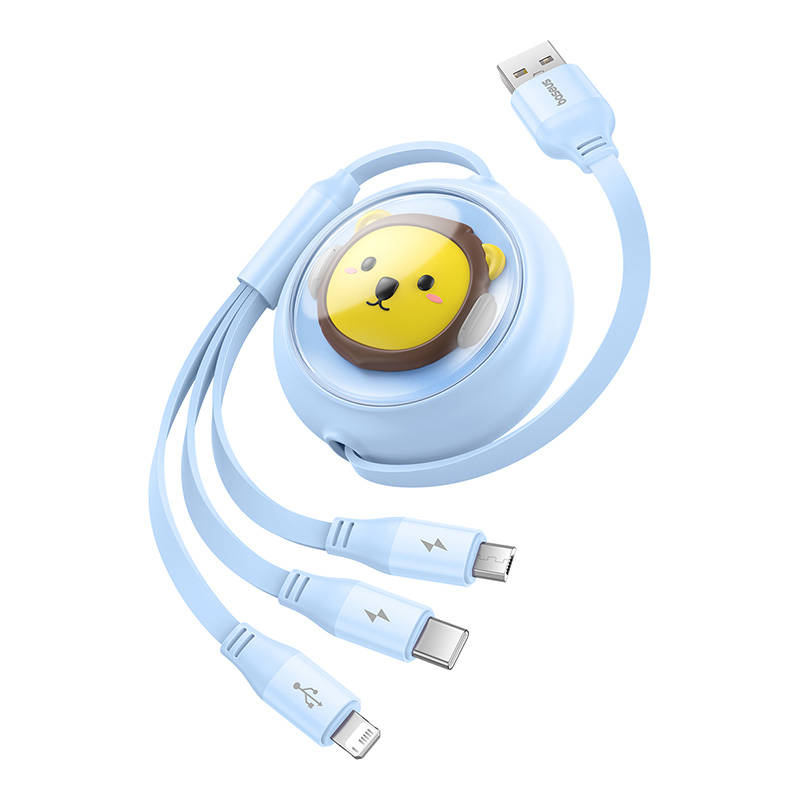 Charging Cable 3w1 Baseus USB to USB-C, USB-M, Lightning 3,5A, 1,1m (blue) Charging Cable 3w1 Baseus USB to USB-C, USB-M, Lightning 3,5A, 1,1m (blue)