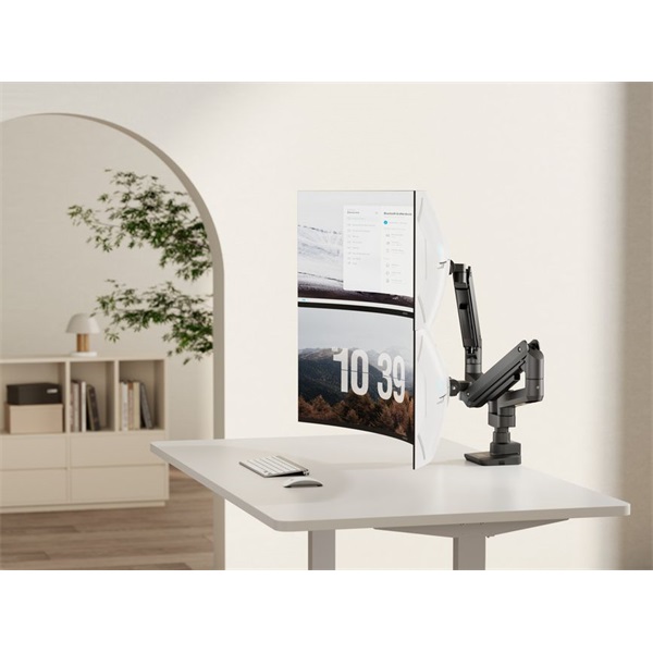 Equip  650182  17"-35"  2 monitor  dönthető  forgatható  Max.: 2x20kg Monitor Asztali konzol  fekete 