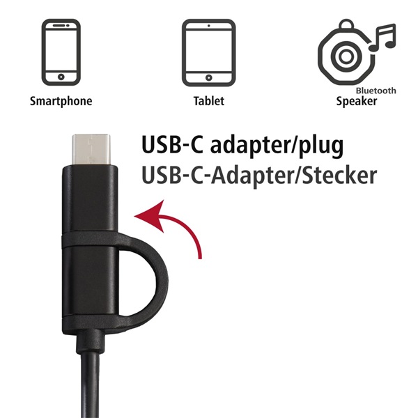Hama 4 az 1-ben (USB, USB Type-C, micro USB + OTG) 1m fekete adatkábel
