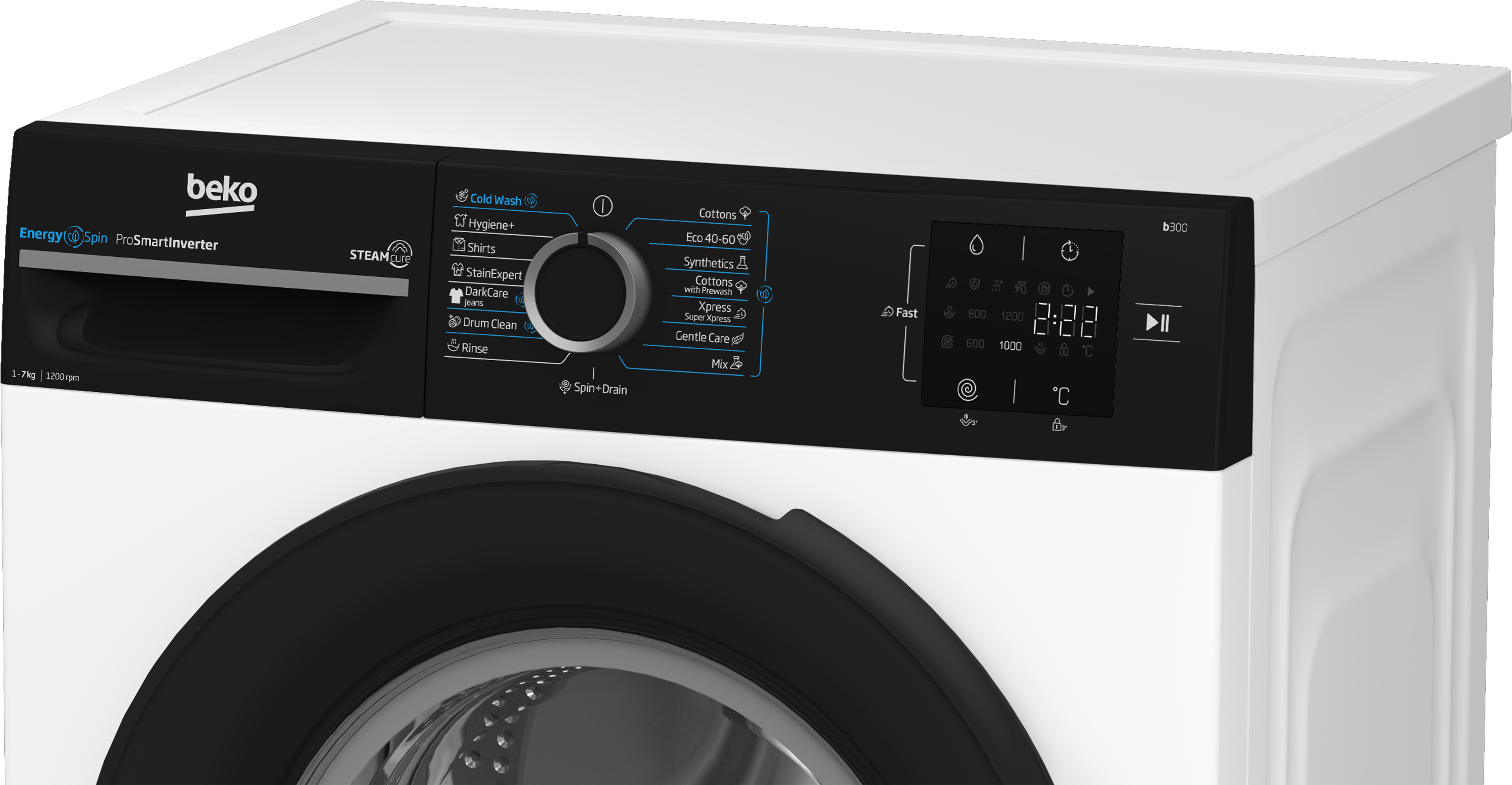 Beko BM3WFSU37213WPBB Elöltöltős mosógép – 7 kg, 1200 ford./perc, B Energiaosztály, SteamCure gőz technológia, OptiSense, Hygiene+ Beko BM3WFSU37213WPBB Elöltöltős mosógép – 7 kg, 1200 ford./perc, B Energiaosztály, SteamCure gőz technológia, OptiSense, Hygiene+