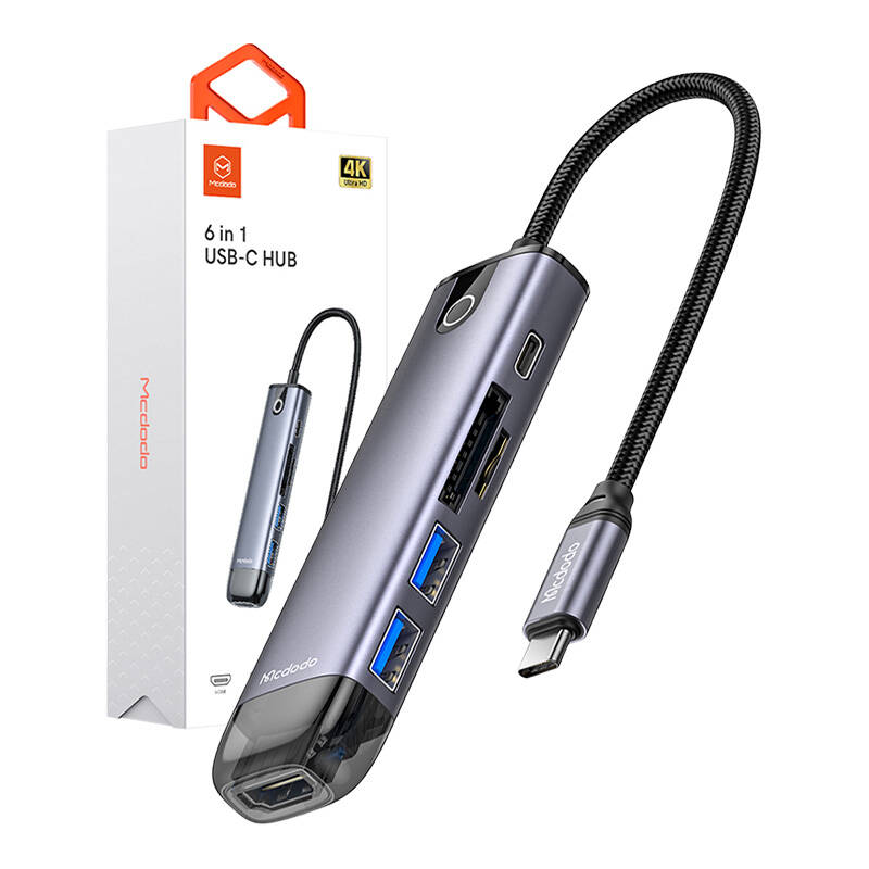 Mcdodo HU-7420 USB-C  HDMI VGA  USB3.0*2  USB3.0*2  SD TF 6-in-1 USB-C Hub