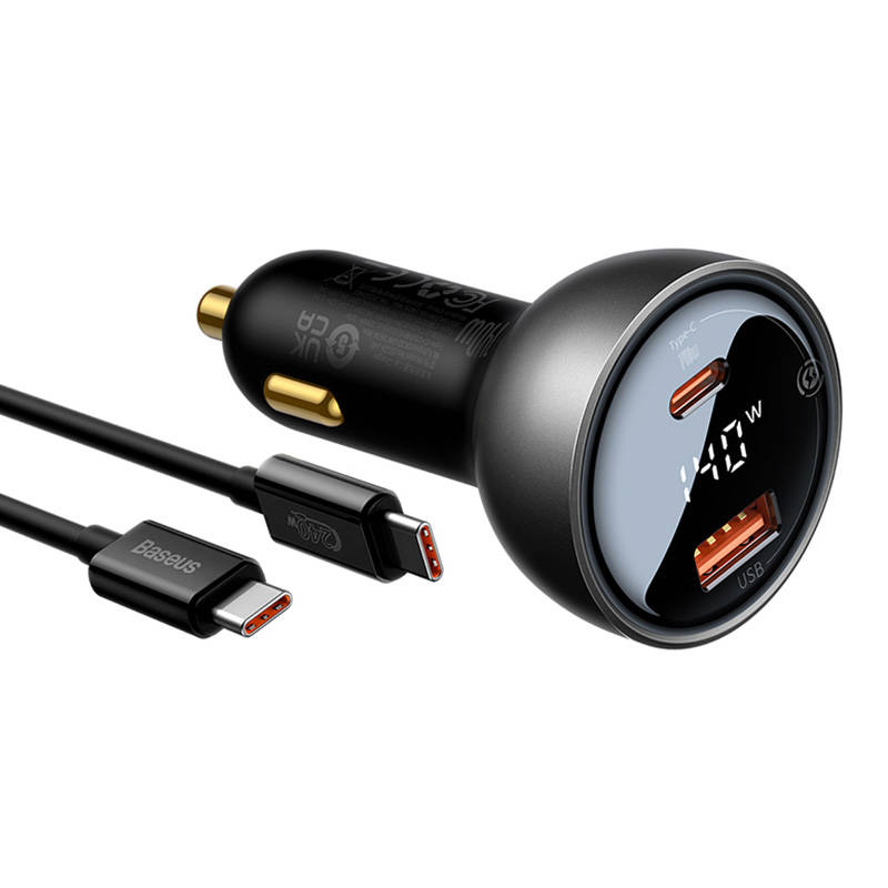 Car charger Baseus Superme, USB, USB-C, 140W (black) Car charger Baseus Superme, USB, USB-C, 140W (black)