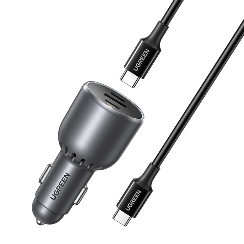 UGREEN EC705 USB + 2x USB-C 130W + 1m 5A kábel autós töltő 