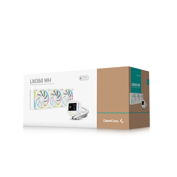 DeepCool   LM360 WH max 36,07dB  max. 122,52 m3/h  3x12cm  LED kijelző CPU Water Cooler Fehér