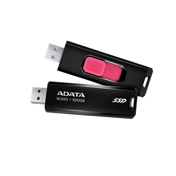 ADATA SSD Külső USB 3.2 500GB SC610, Fekete/Piros