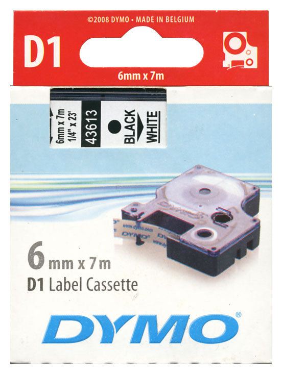DYMO "D1" Feliratozógép kazetta 6 mm x 7 m fekete-fehér (S0720780) DYMO "D1" Feliratozógép kazetta 6 mm x 7 m fekete-fehér (S0720780)