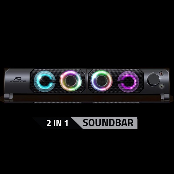 Advance SOUNDPHONICS RGB 6W RMS 2.0 3,5mm Jack RGB Hangszóró Fekete Advance SOUNDPHONICS RGB 6W RMS 2.0 3,5mm Jack RGB Hangszóró Fekete