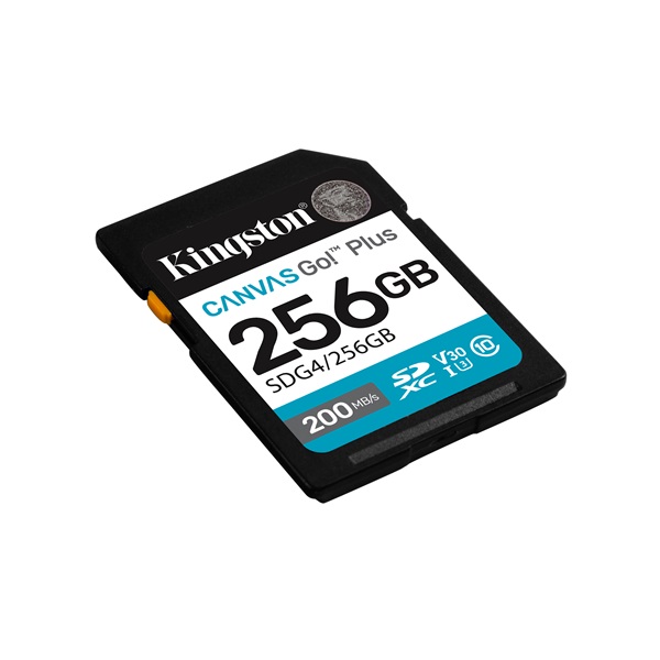 KINGSTON SDXC 256GB Canvas Go Plus Gen4 200R C10 UHS-I U3 V30 Memóriakártya 