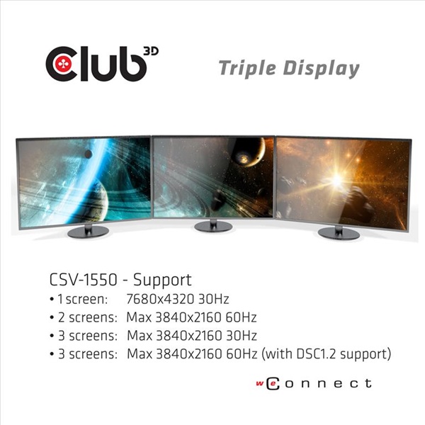 Club 3D   CSV-1550  3.2 USB-C Gen 1 to 3x Displayport  Alternate Mode  4K60Hz  HDR  MST Hub