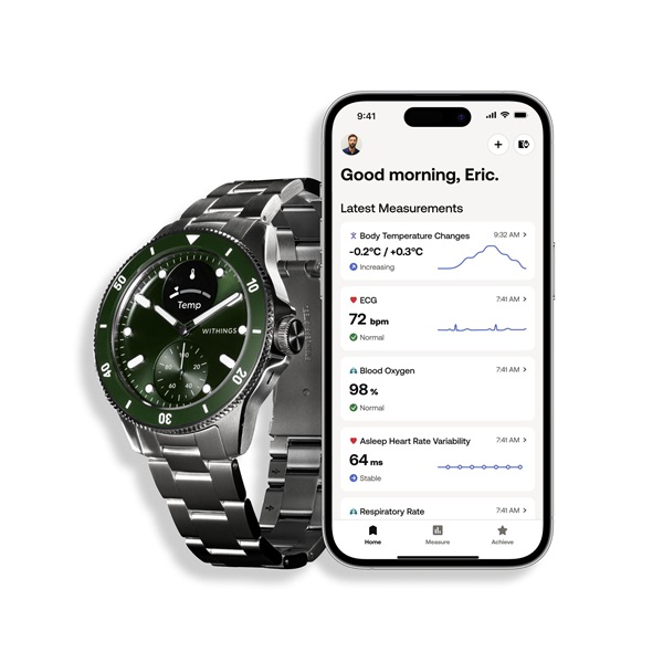 Withings ScanWatch Nova hibrid 42mm zöld okosóra Withings ScanWatch Nova hibrid 42mm zöld okosóra